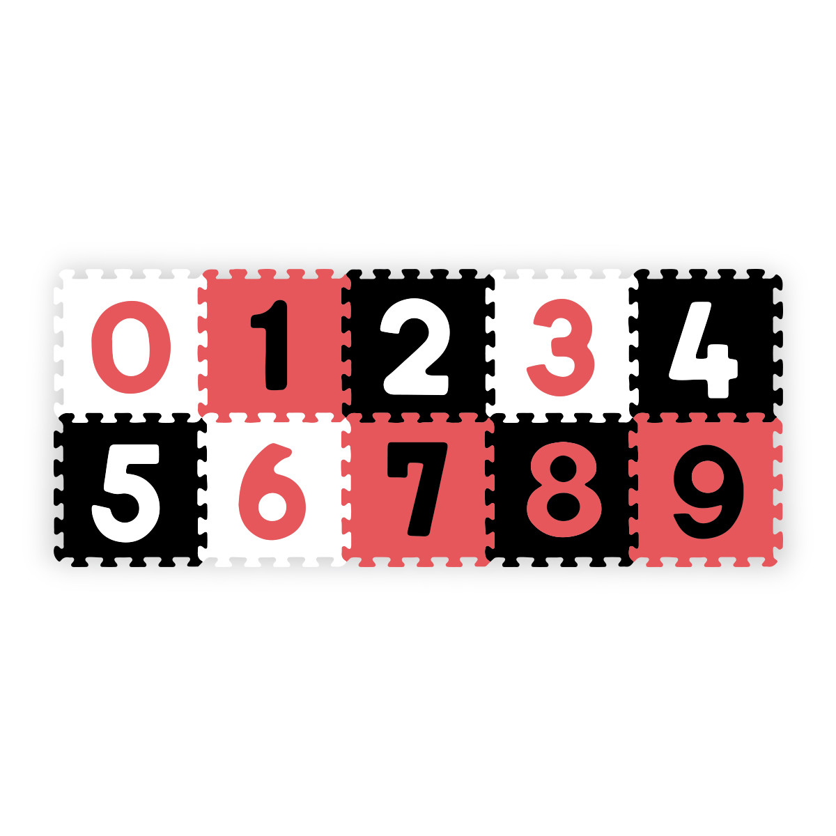 Развивающий коврик PUZZLES (10 элементов) - цифры красный.