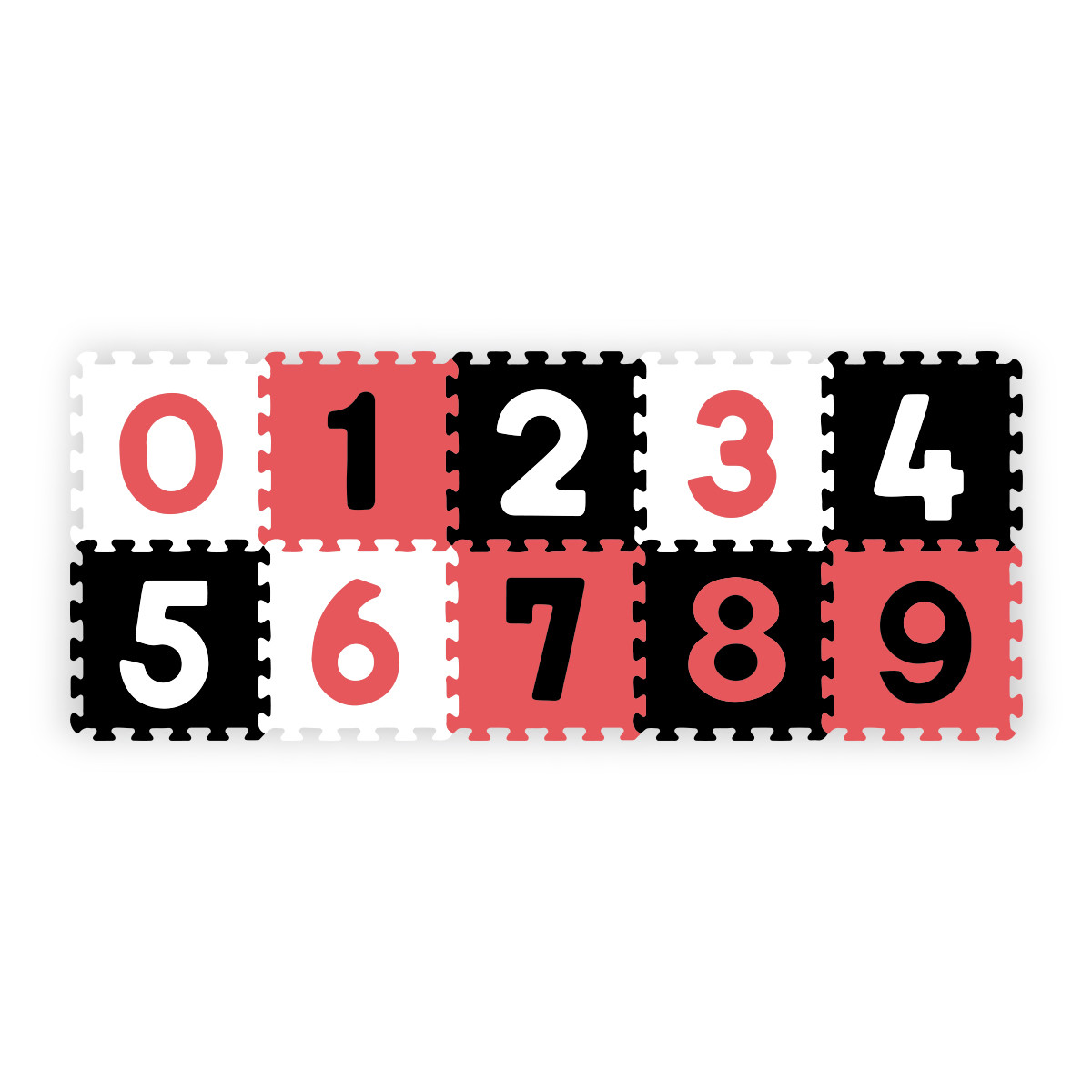 Кликните для увеличения изображения Развивающий коврик PUZZLES (10 элементов) - цифры красный.