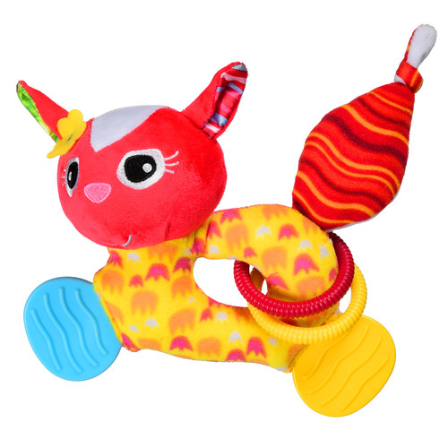 Мягкая игрушка с прорезывателем и погремушкой Bright friend (котик)