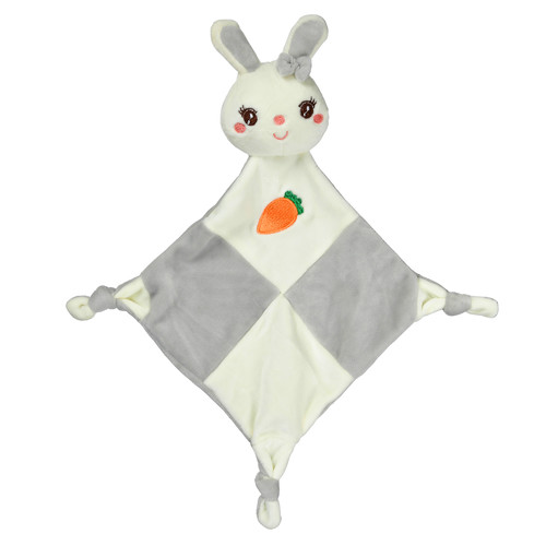Мягкая игрушка-комфортер Кролик с морковкой (серый)