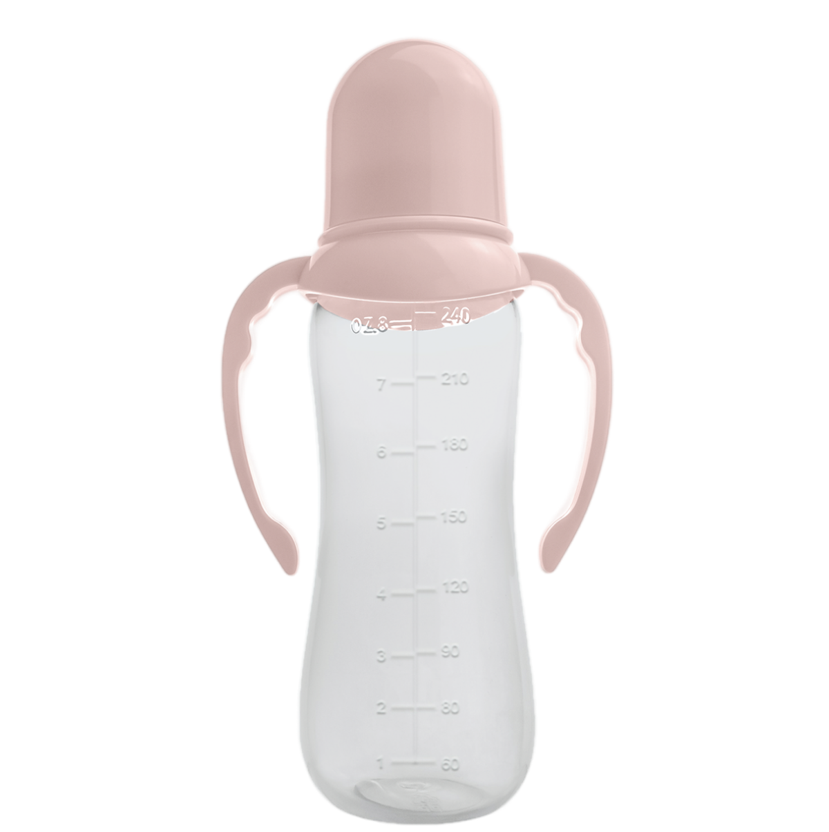Бутылочка с ручками 250мл. узкое горлышко (розовый)