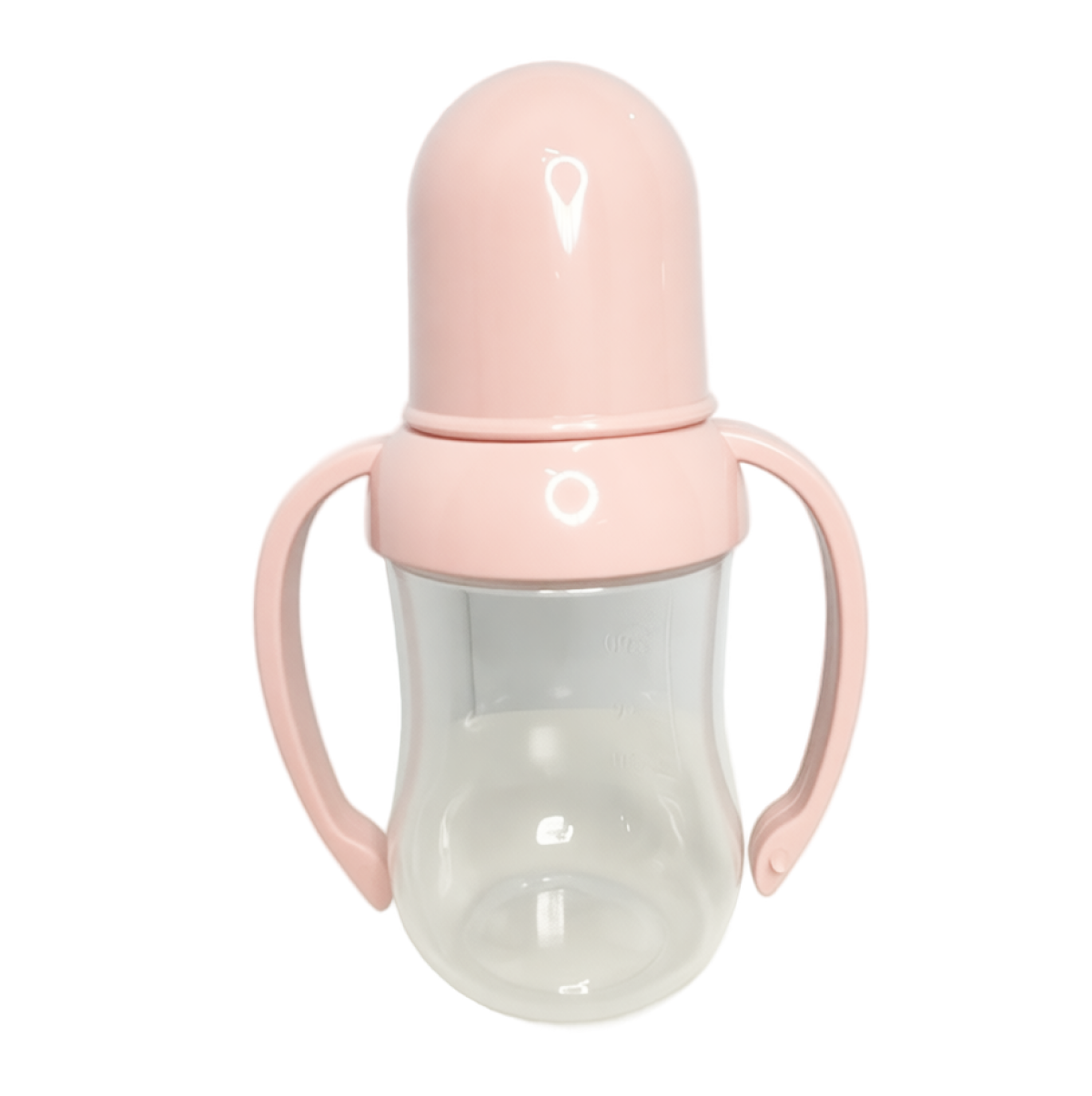 Бутылочка с ручками 125мл. узкое горлышко (розовый)