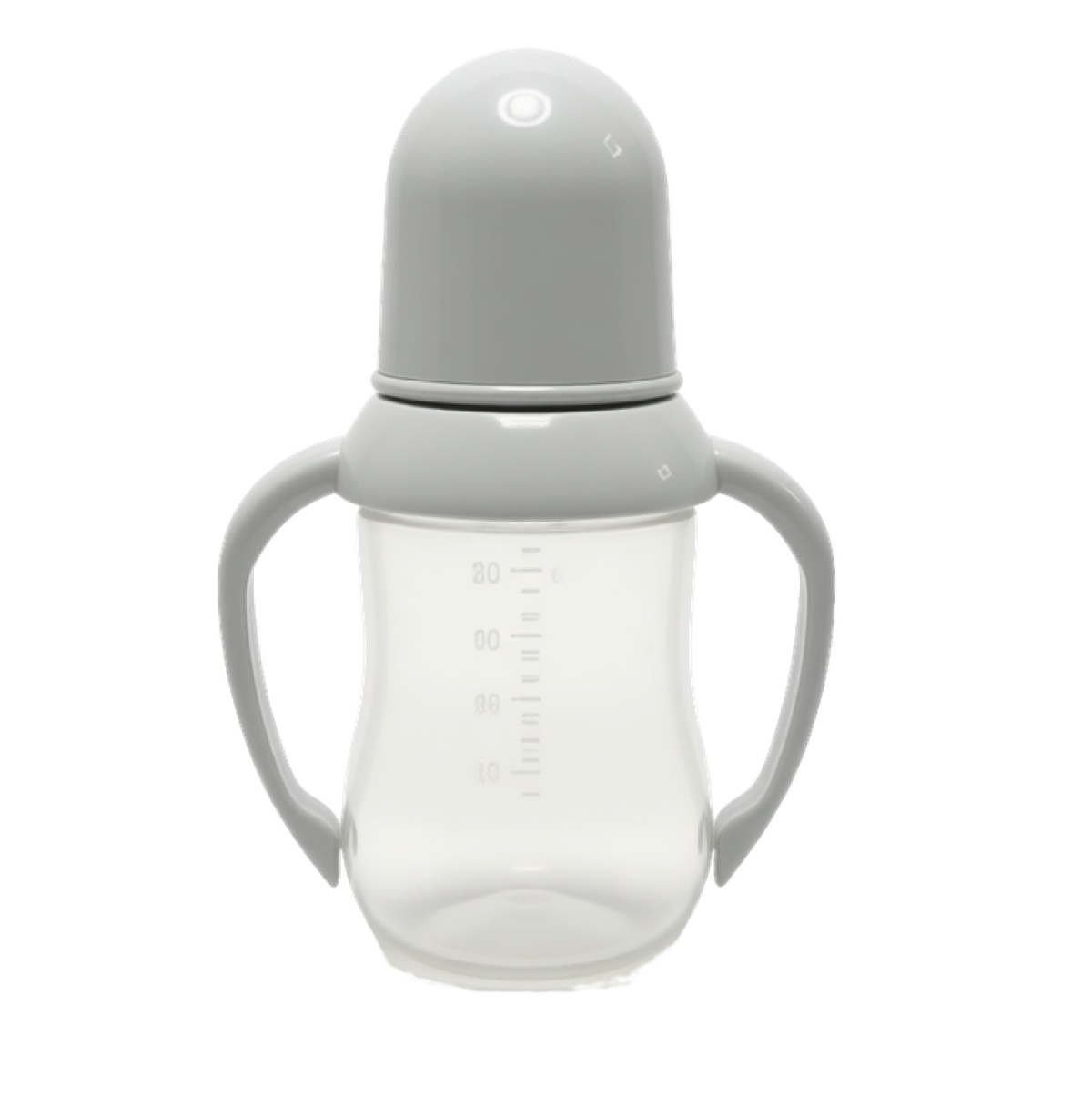 Бутылочка с ручками 125мл. узкое горлышко (серый)