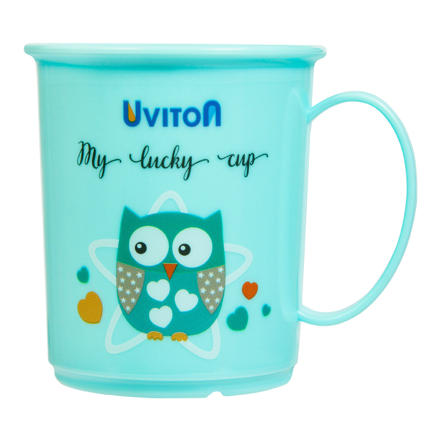 Кружка с ручкой для самостоятельного питья (бирюзовый)