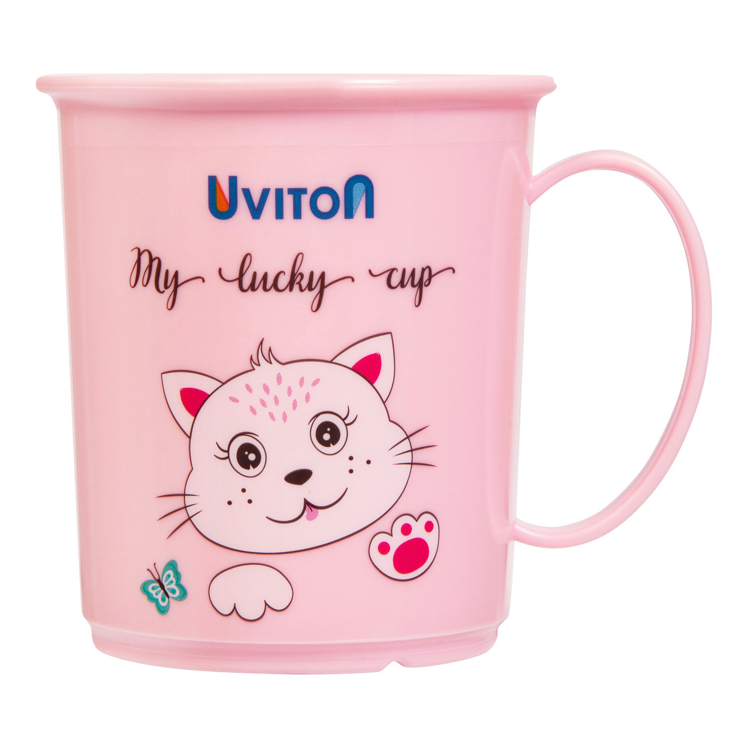 Кружка с ручкой для самостоятельного питья (розовая)