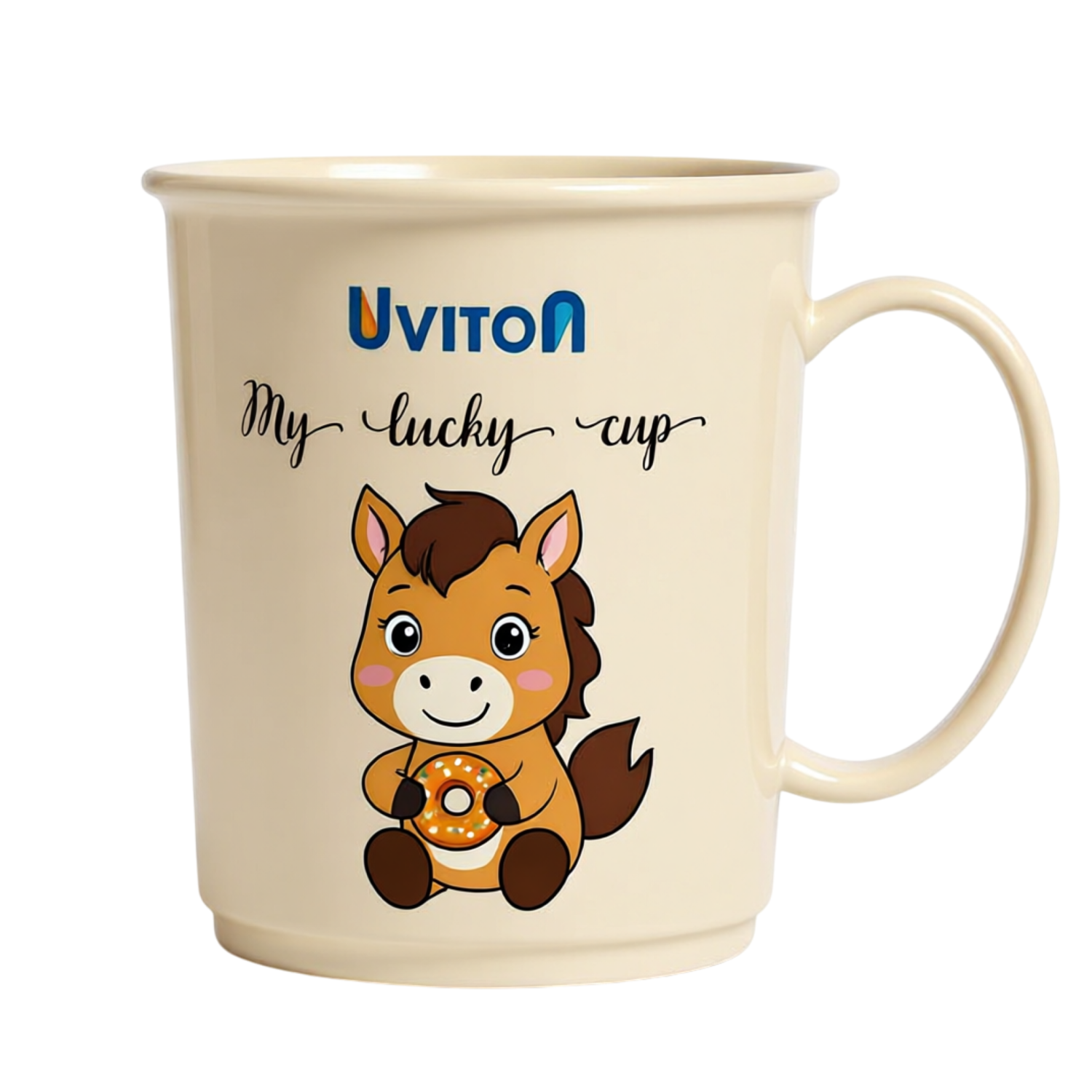 Кружка с ручкой для самостоятельного питья (бежевая)